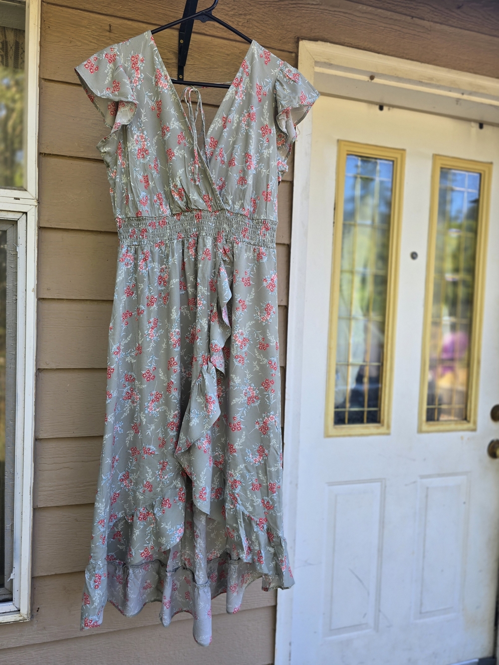 Luxology Sage Midi Dress with Pink Floral Print - Size PL